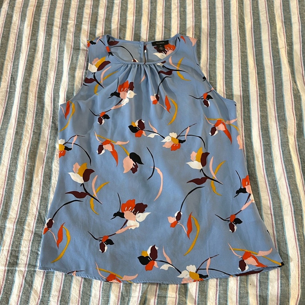 Women’s Halogen Halter Blouse | Blue floral print | Size XS